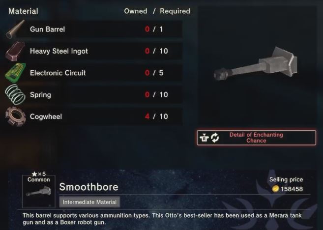 Craftopia skilled machine factory Smoothbore requirements