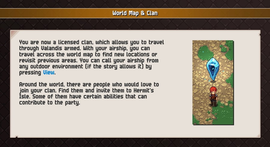 Instructions about your clan on Hermit's Isle - Chained Echoes