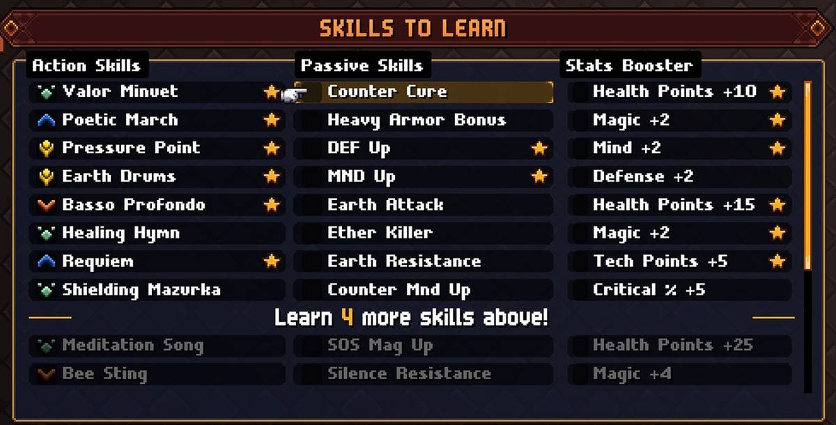 Chained Echoes Skills - Fantasy Role-Playing Games