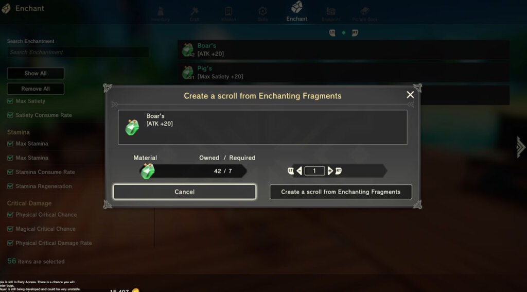 Create scrolls from Enchanting Fragments