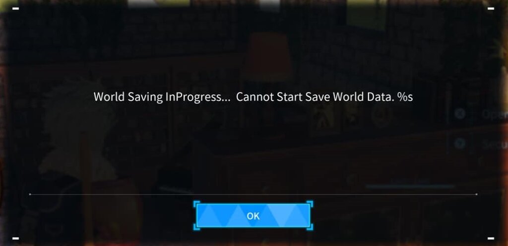 Palworld World Saving InProgress error message
