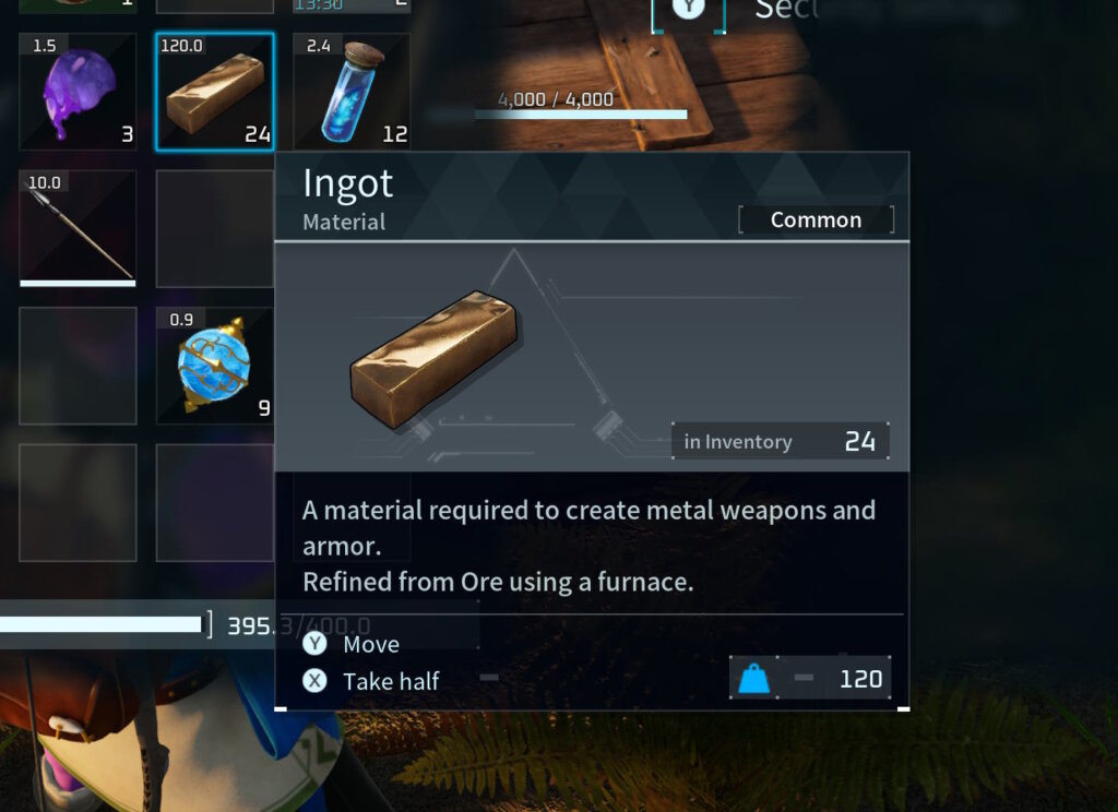 Make sure to acquire your ingots when finished.