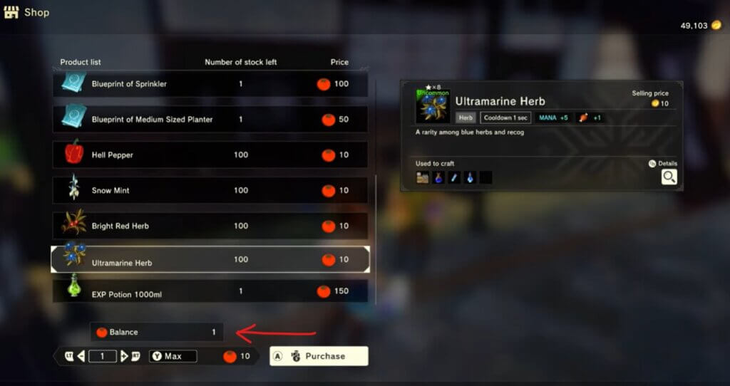 Owatatsu Tomato Vendor - Bright Red Herb and Ultramarine Herb Location